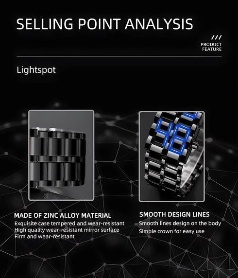 Fashion Full Metal Digital Lava Wrist Watch Men LED Display Watches Gifts for Male Boy Sport Creative Watch...