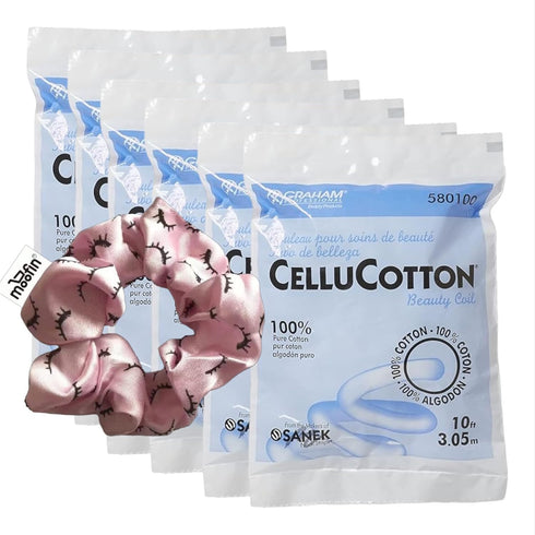 Cellucotton, 10ft Coil, Bundle With With Bonus Hair Tie, Absorbent Cotton Coil For Hair Perm, Makeup Removal Skin Care, Allergy Friendly Cotton Pe...