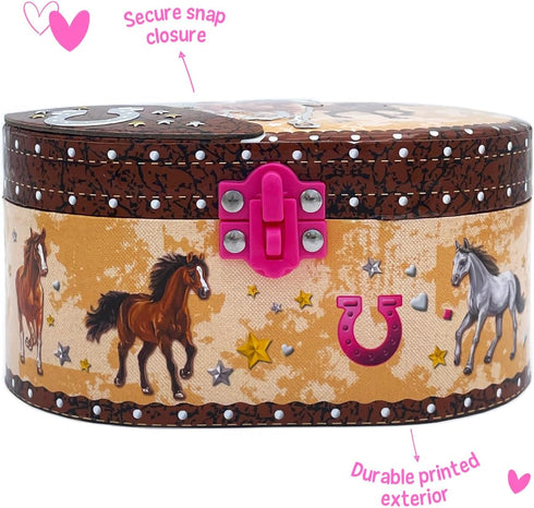 Hot Focus Dashing Horse Oval Shaped Musical Jewelry Box...