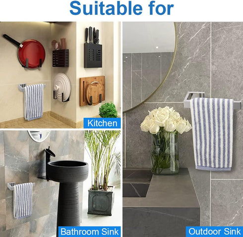 TocTen Hand Towel Holder/Towel Ring - Thicken SUS304 Stainless Steel Bathroom Hand Towel Hanger, 9 Inch Heavy Duty Wall Mounted Towel Rack, Square...