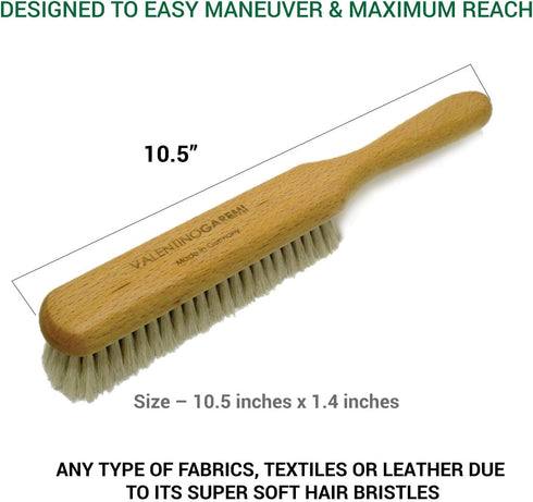 Valentino Garemi Ultra-Soft Goat Hair Cleaning Brush | for Elegant Delicate Flat Fabrics Suits, Jacket, Coats or Couch | Remove Dandruff, Dust, Pe...