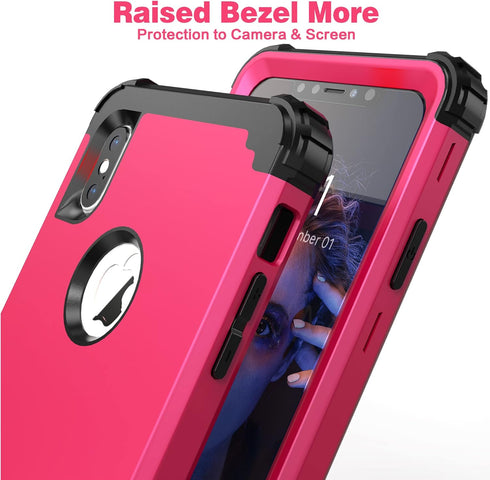 IDweel for iPhone Xs Max Case with Tempered Glass Screen Protector, 3 in 1 Shock Absorption Heavy Duty Protection Hard PC Cover Soft Silicone Bump...