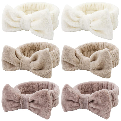 WHAVEL 6 Pack Spa Headband Makeup Headband for Washing Face, Skincare Headbands Face Wash Headband Microfiber Bow Headbands Facial Headband Fluffy...