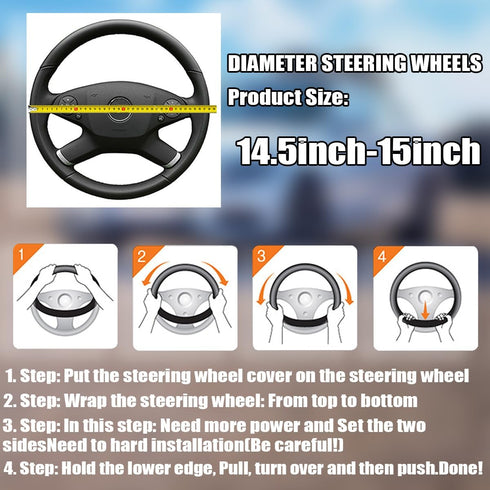 Leather Elastic Steering Wheel Cover, Universal 15 Inch, Non-Slip and Breathable, Car Interior Accessories, Durable Waterproof Steering Wheel Prot...