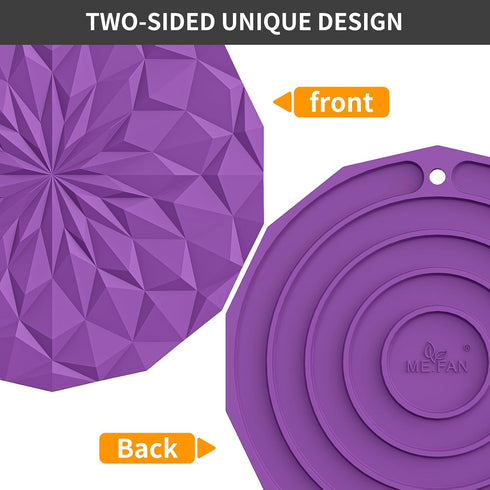 ME.FAN Silicone Trivet Mats - 4 Pack Pot Holders - 7.4'' Thickened Hot Pads for Hot pots, Pans and Dishes, Heat Resistant Silicone Trivet for Tabl...