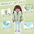 Doll Clothes 3 Pc. Set Light Green Grey Plaid Hooded Thick Coat Checkerboard Jacket with Long Sleeve, Warm Doll Outfit Hoodie Snowsuit Fits for 18...