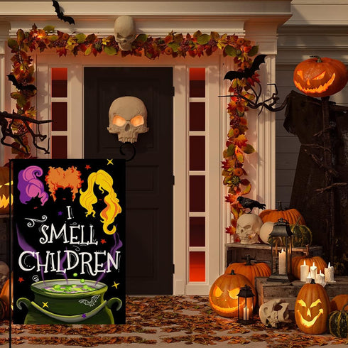 Halloween Decorations Garden Flag 12x18 Vertical Double Sided I Smell Children Sisters Fall Outside Hocus Pocus Decor Burlap Yard Flag BW204...