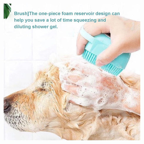 Dog Scrubber for Bath Pet Bathing Brush Silicone Shampoo Massage Dispenser Brush for Short Long Haired Dogs and Cats Washing(Blue)...