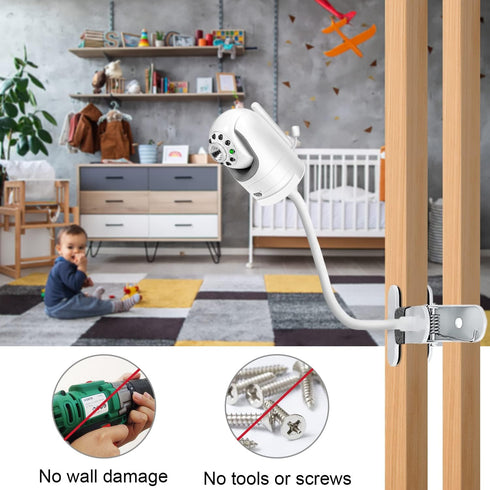Flexible Clip clamp Mount Compatible with Infant Optics DXR-8 and DXR-8 PRO Video Baby Monitor Camera 15.7 inches Flexible Long Gooseneck Arm, Bab...