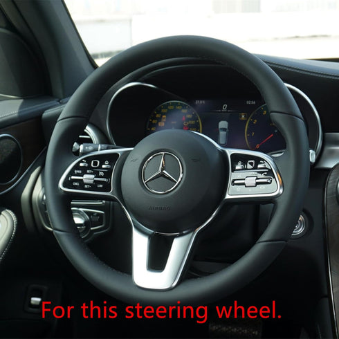 Interior Trims Steering Wheel Cover Accessories for Mercedes-Benz CLA CLS GLC GLE GLS A B C E Class (Carbon Fiber Print, Style A)...