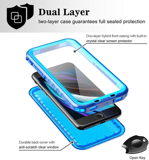 SPORTLINK Waterproof Case for iPhone SE 3rd 2022/iPhone SE 2nd 2020/iPhone 7/8 - Full Body Shockproof Dustproof Phone Screen Protector Rugged Wate...