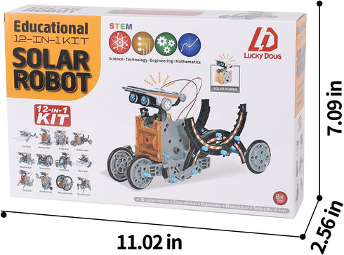 Lucky Doug 12-in-1 STEM Solar Robot Kit Toys Gifts for Kids 8 9 10 11 12 13 Years Old, Educational Building Science Experiment Set Birthday for Ki...