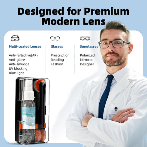 Glasses Cleaning Kit Eyeglass Cleaner, Glasses Cleaner Anti Fog Wipes for Glasses Lens Cleaner Spray with Microfiber Cloth, Eye Glass Repair Kit w...