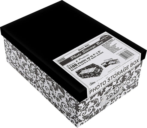 Heavy-Duty Photo/Video Storage Box, Damask Design...
