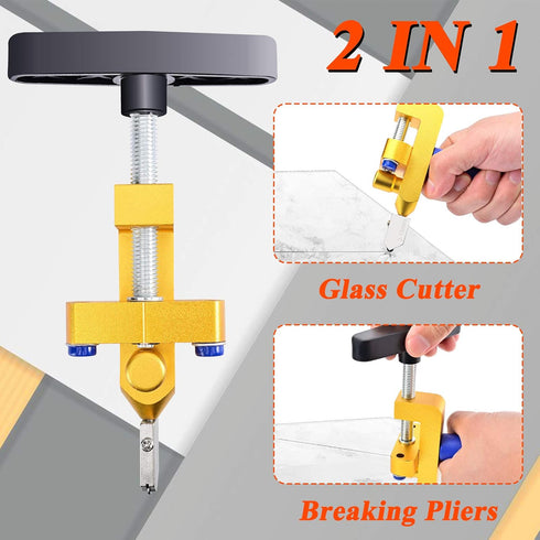 Canitu 2 in 1 Manual Tile Glass Cutter Tool Kit with 3-15 mm Tungsten Steel Blades Breaking Pliers Manual Glass Tile Cutter Hand Tool for Home DIY...