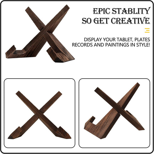 Wooden Display Stand Plate Holder Display Stand Picture Photo Frame Stand Decorative Signs Holder Multifunctional Display Stand for Table Decorati...