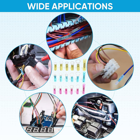 TICONN 160Pcs Heat Shrink Wire Connectors, Waterproof Automotive Marine Electrical Terminals Kit, Crimp Connector Assortment, Ring Fork Spade Butt...