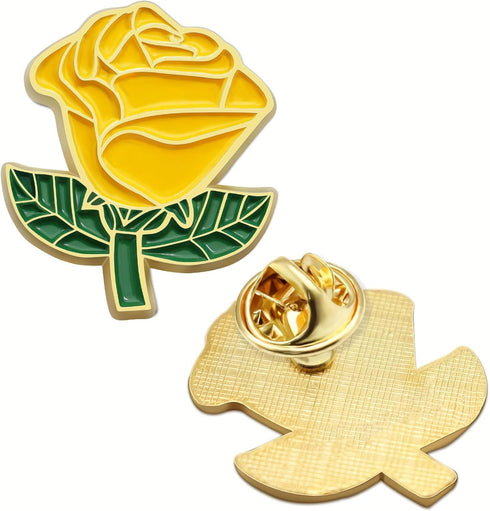 12/50/100Pcs Yellow Rose Pins Bulk 1.2“ -Valentine's Day Flower Enamel Lapel Pin Brooch Badge Gifts For Men Women Clothes Bags Hats...