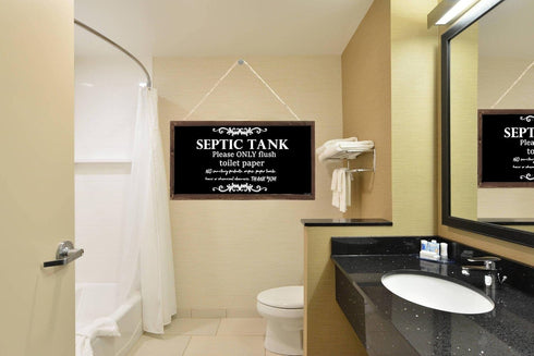 Bathroom Quote Wood Sign-Septic Tank Sign Hanging Signs 10 X 5 Inch, Toilet Rule Wooden Plaque Hanging Wall Art, Septic Tank Toilet Notes Hanging ...