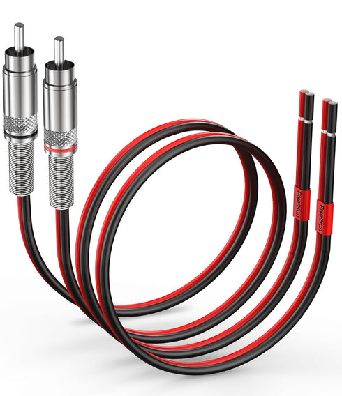 RCA Plug to Speaker Wire Adapter,(14AWG,6Ft) Thicker Pure Copper Speaker Wire to RCA Plug,RCA Male Plug Adapter Converter to Bare Cable,Speaker Ba...