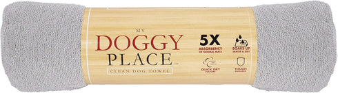 My Doggy Place - Super Absorbent Microfiber Towel - Dog Bathing Supplies - Microfiber Drying Towel - Washer Safe - Light Grey - 45 x 28 in - 1 Pie...