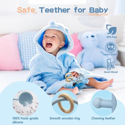Baby Teething Toy, High Chair Suction Cup Toys for Infant Toddlers 0-6M, Food Grade Silicone Teether, Educational Parent-Child Baby Toys, Montesso...