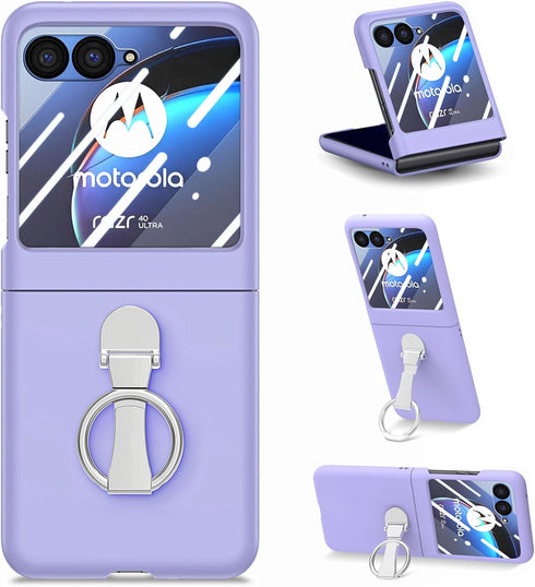 Asuwish Compatible with Motorola Razr Plus 2023 Razr+ Case and Tempered Glass Screen Protector Back Bumper Metal Ring Holder Stand Kickstand Cell ...