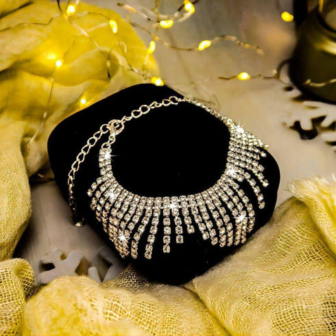 Rhinestone Anklet for Women Silver Adjustable Tassel Anklet Fashion Beachy Foot Chain...