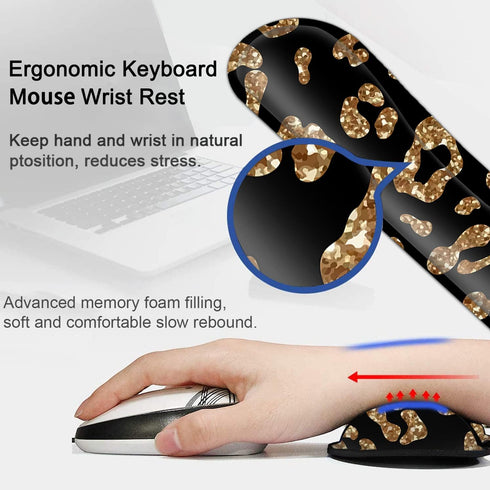 Ergonomic Mouse Pad Wrist Rest Support + Memory Foam Keyboard Wrist Rest Set,Desk Pad Non-Slip Base and Hand Rest for Laptop Computer Office Home ...