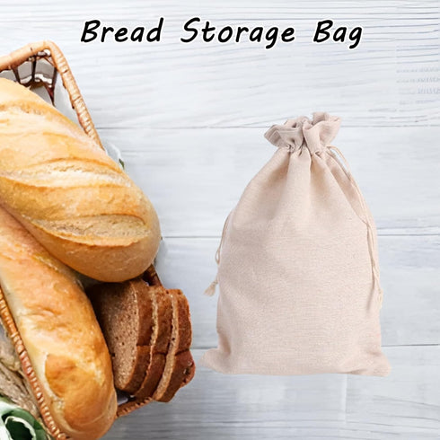 2Pcs Linen Bread Bags, 6” x 8” Reusable Bread Bags for Homemade Bread Sourdough Small Drawstring Bags Reusable Produce Bags Washable Muslin Bags w...
