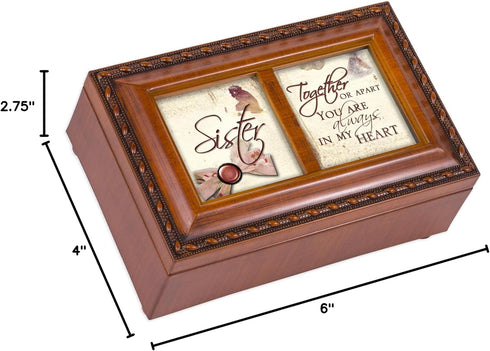 Cottage Garden Sister Ribbon Woodgrain Rope Trim Petite Music Box Plays That's What Friends are for...