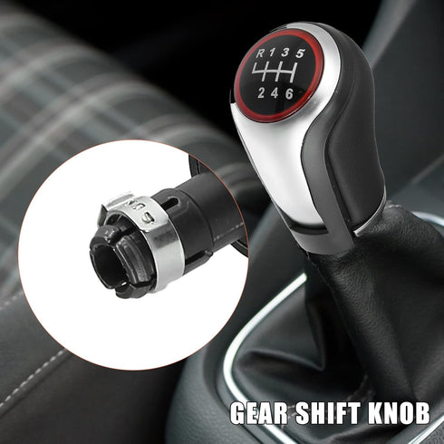 X AUTOHAUX 6 Speed Manual Gear Stick Shift Knob Transmission with Dust Cover Black Silver Tone for Volkswagen Jetta 2006-2014...