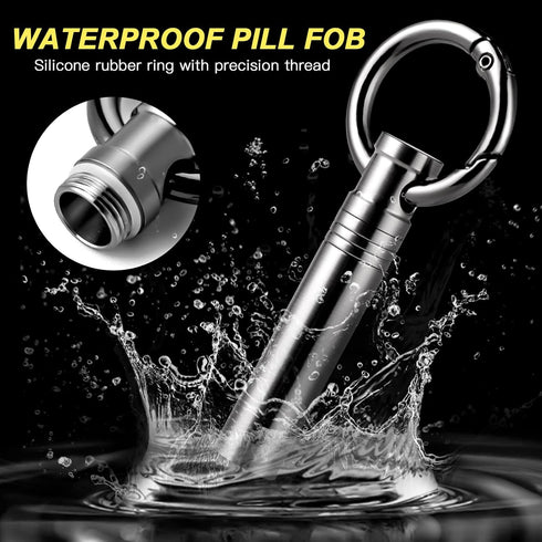 TISUR Small Keychain Pill Holder ?Titanium Metal Travel Pill Case Portable Pill Organizer Container for Purse Waterproof Keychain Pill Holder Medi...