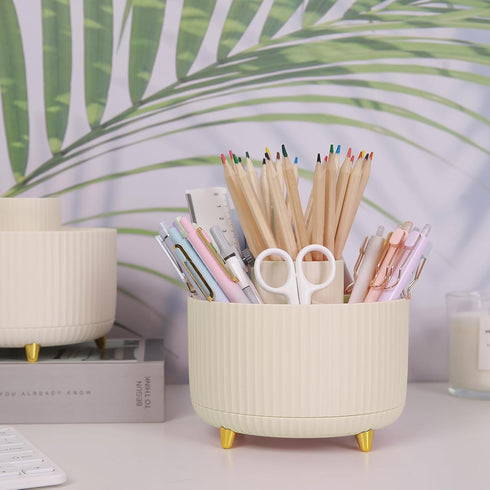 SKYDUE 360 Degree Rotating Desk Organizer, Dual-Purpose Pencil Pen Holder for Desk, Rotating Desk Pen Organizer with 5 Slots, Art Supply, Pencil C...