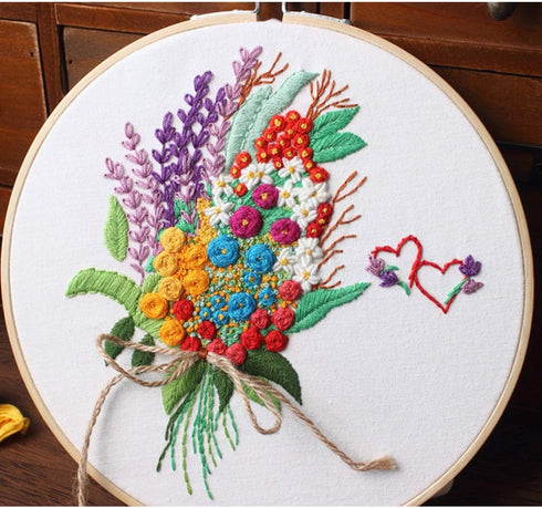 Konrisa Stamped Embroidery Kit with Pattern Floral DIY Sewing Cross Stitch Kits for Adult Flowers Plants Embroidery Starter Kit with Embroidery Fl...
