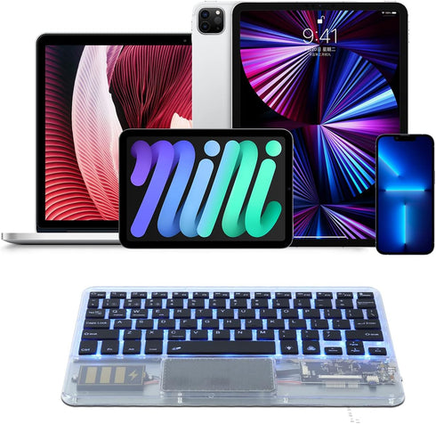 Ultra-Slim Bluetooth Keyboard 7 Colors Backlit Portable Mini Wireless Keyboard Rechargeable for Apple iPad iPhone Samsung Tablet Phone Smartphone ...