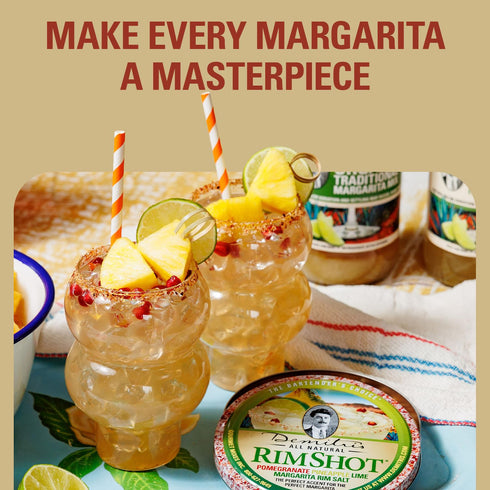 Demitri's RimShot Margarita Salt Rimmers – Made W/Hawaiian Sea Salt - Rimmer for Cocktails - Blend of Pineapple, Pomegranate & Lime - Margarita Sa...