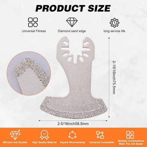Diamond Oscillating Blades, Richeotai 8 Pcs Diamond Carbide Multi Tool Blades Set for Grout Removal, Flush Cut, Cleaning Mortar...