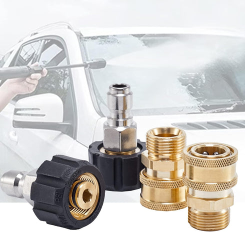 Pressure Washer Quick Connect Fittings, M22 14mm to 3/8 Inch Hose Adapter, 4 Pieces...