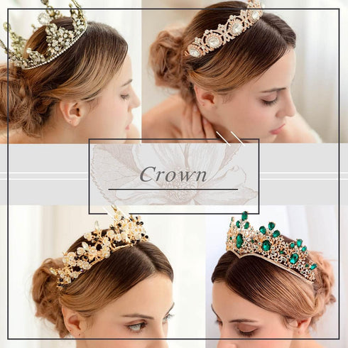 Haomye Gold Wedding Crowns Butterfly Crowns Flower Crown and Tiaras Hair Jewelry Bridal Hair Accessories for Women and Girls...