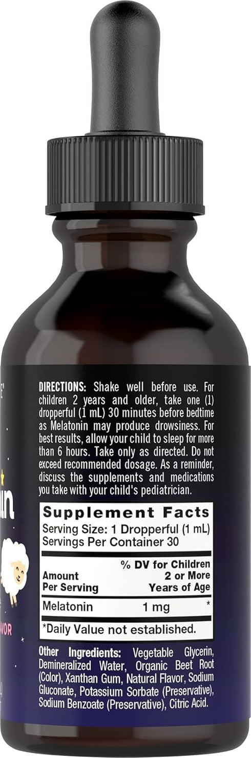 Carlyle Kids Melatonin Liquid | 1 fl oz | Two Pack | Fruit Flavor | Drug Free Childrens Supplement...
