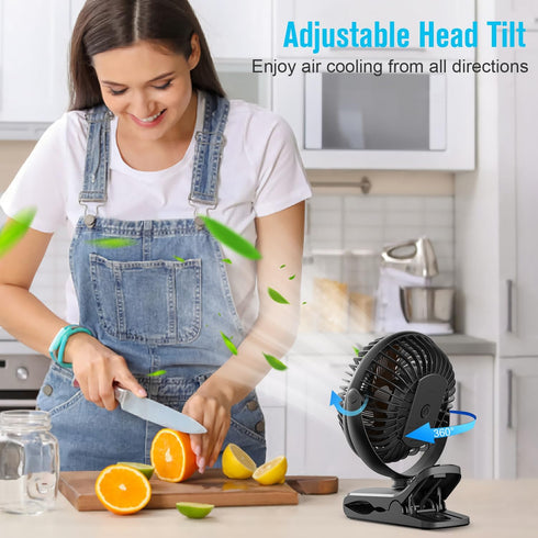 BESKAR Portable Clip on Fan Rechargeable, 4 Speeds Small Battery Operated Fan, USB Desk Fan with Strong Airflow, Sturdy Clamp for Golf Cart Office...