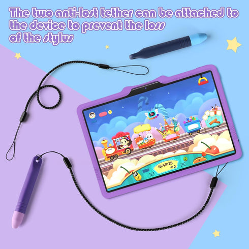 2Pcs Kids Stylus Pen for ipad, Stylus for Kids with Tethers, Anti-Rolling Tablet Stylus for Kids Compatible with iPad, iPhone, Tablets, Kindle and...
