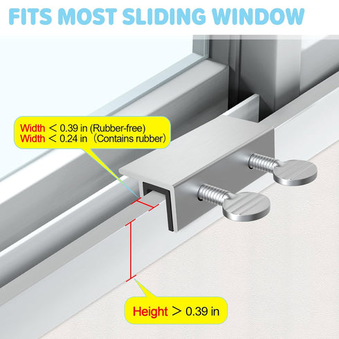 Sliding Window Locks Security Up and Down Window - Sliding Glass Window Lock for Child Proof Home Safety Vertical Window Stopper, Adjustable Alumi...