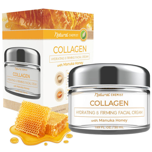Collagen & Manuka Honey Daily Face Moisturizer - Moisturizing & Balances pH Level, Anti-aging & Firming Day Cream - Cruelty Free Korean Skin Care ...
