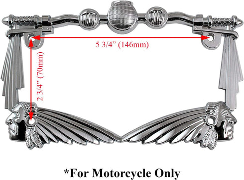 LPF248-C 3D Handle Bar and Indian Chief Style Zinc Metal Chrome Finished Motorcycle License Plate Frame...