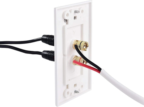 Cable Matters 2-Pack Speaker Wire Wall Plate, Gold Plated Speaker Wall Plate, Banana Plug Wall Plate for 1 Speaker, White...
