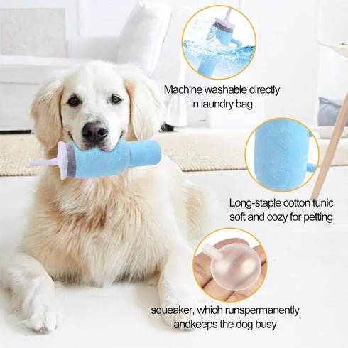 Cute Squeaky Dog Toys Cup - Soft Tumbler Funny Dog Toys with Handle for Aggressive Chewers, Safety Design Dog Toys for Small/Medium/Large Dog (Blu...