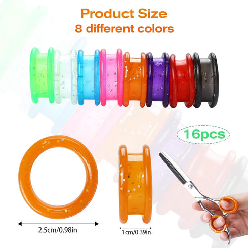16Pcs Soft Silicone Scissors Finger Rings Pet Shears Finger Inserts Rings Grips Inserts Grooming Shear Thumb Inserts Finger Protector Ring Scissor...