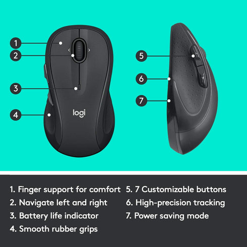 Logitech M510 Wireless Mouse, Mouse for Laptop and PC with USB Unifying Receiver, Programmable Buttons - Graphite...